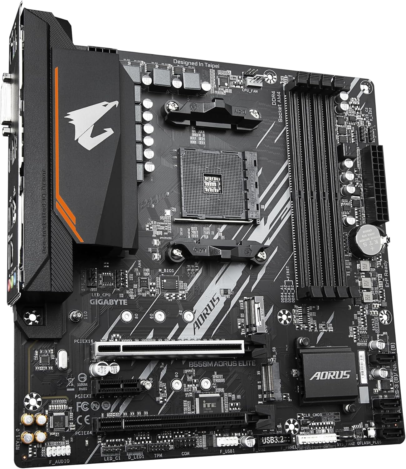 Placa Mãe Gigabyte B550M AORUS Elite, Chipset B550, AMD AM4, mATX, DDR4 - Imagem 4