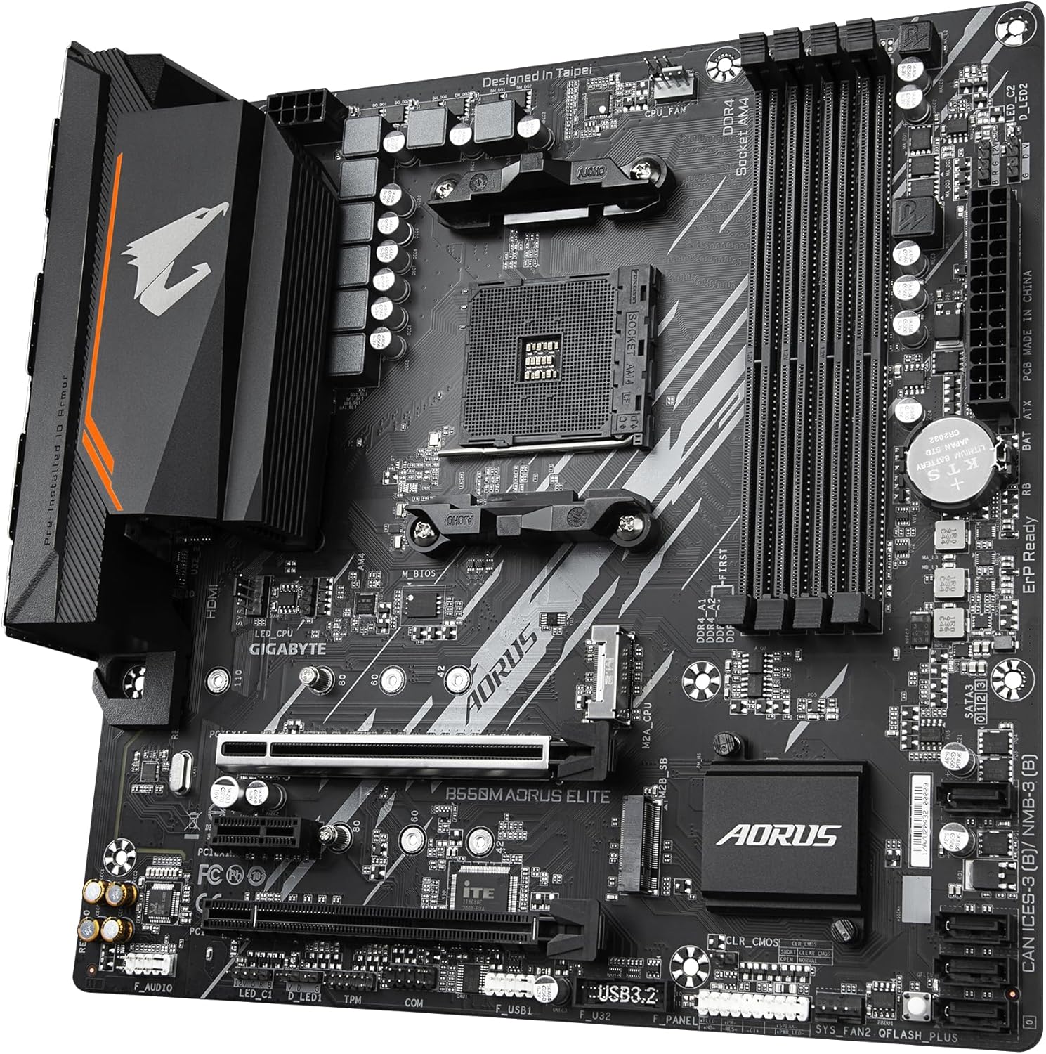 Placa Mãe Gigabyte B550M AORUS Elite, Chipset B550, AMD AM4, mATX, DDR4 - Imagem 5